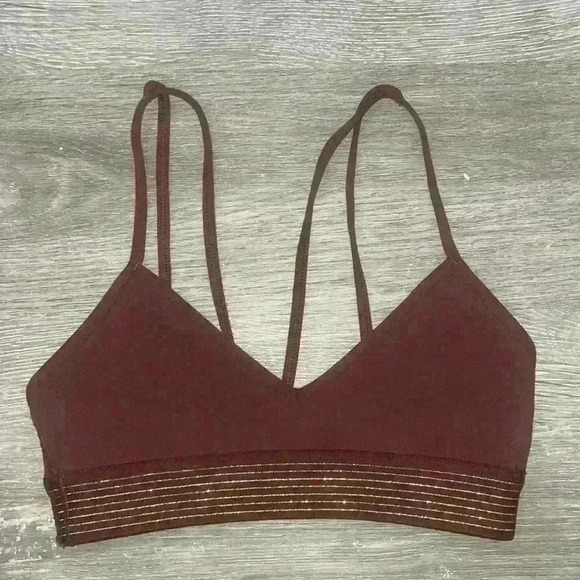 Lululemon Principal Dancer Golden Lining Bralette bra size 0 
Midnight Maroon - Picture 7 of 11
